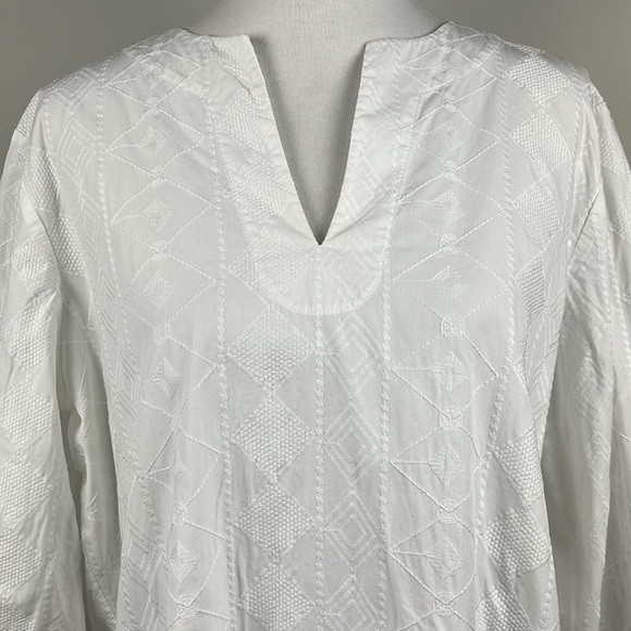 Lands End Embroidered 100% Cotton Tunic Sz L 14-16 Notch Coastal Beachy Swim - Picture 3 of 13